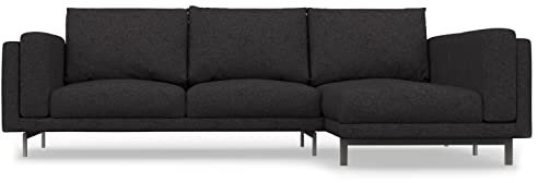 NOCKEBY 2-Sitzer Sofa mit rechter Chaiselongue Schonbezug Ersatz handgefertigt kompatibel mit Nockeby Sofa mit Chaiselongue Rechte Seite (Krone – Schwarz)