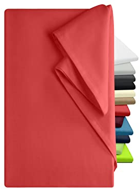 npluseins Bettlaken 150x250cm ‚ Leintuch Gummizug ‚ Tuch ist ideal Terrasse Reisen Camping und Tischtuch - Wohnmobil Laken - Betttuch Gummizug ‚ 100% Baumwolle, ca. 150 x 250 cm, rot