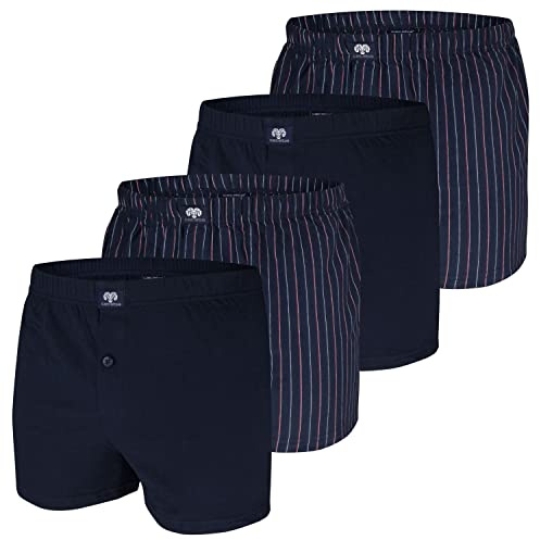 Ceceba Herren Boxershorts mit Eingriff (DE/NL/SE/PL, Alphanumerisch, XL, Regular, Regular, 4 x Navy-red (2550))
