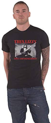 Thin Lizzy T Shirt Live and Dangerous Band Logo Nue offiziell Herren Schwarz L