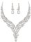 Clearine Wedding Bridal Jewellery Set Teardrop Rhinestone Cluster Statement Necklace Costume Dangle Earrings for Women Clear Silver-Tone