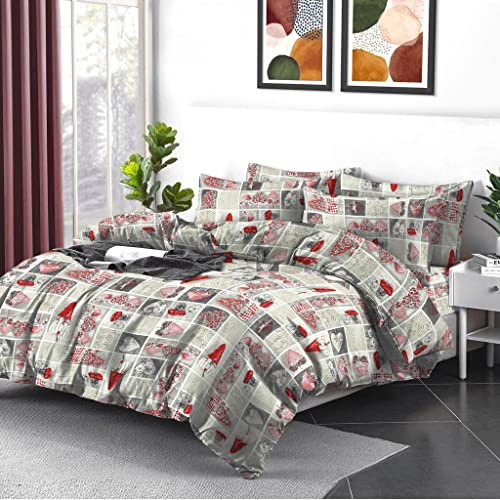 Cotton Comfort Bedding 3PCS Double Duvet Cover Set, 100% Egyptian Cotton, 400 Thread Count, Floral Printed Double Bedding Set with Pillowcase