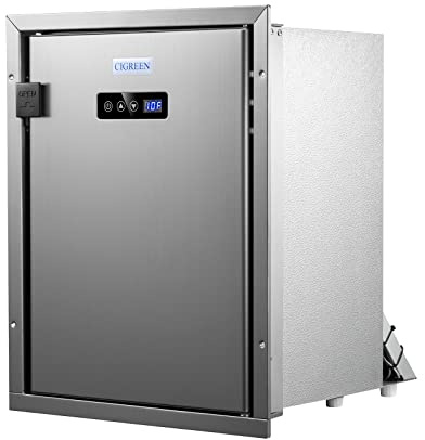 CIGREEN 12 Volt Refrigerator RV Refrigerator Built-in Fridge Compressor Refrigerator Mini Fridge with Freezer for Apartment Office Boat Yacht RV Caravan (Silver Stainless Steels, 40L)