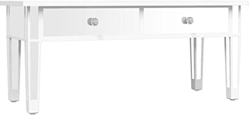 vidaXL Spiegel Couchtisch, Beistelltisch mit viel Stauraum, Sofatisch mit Knöpfen aus Kunstkristall, Tisch Kaffeetisch Telefontisch, Holzwerkstoff Glas