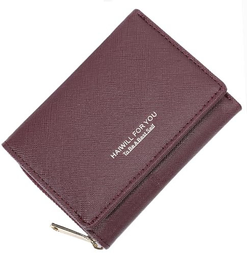 HAIWILL Geldbeutel Damen Klein PU Leder, Portmonee Damen Klein mit Münzfach und 7 Kartenfächern, Gross Kapazität Kleines Portemonnaie Damen Viele Fächer (Saffiano Rot)
