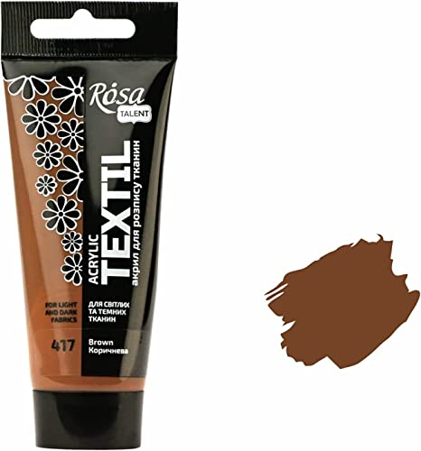 Krevo Art Stoffmalfarben Stofffarben Waschfest Textilfarbe braun Acrylfarbe auf Wasserbasis | 60ml Tube | Textilfarbe waschmaschinenfest zum Fixieren | Intensiv deckend für helle und dunkle Stoffe