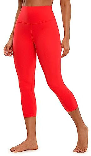 CRZ YOGA Butterluxe Femme Taille Haute Soft Lounge Yoga Capri Entraînement Legging - 43/48/53cm Rouge foncé 44