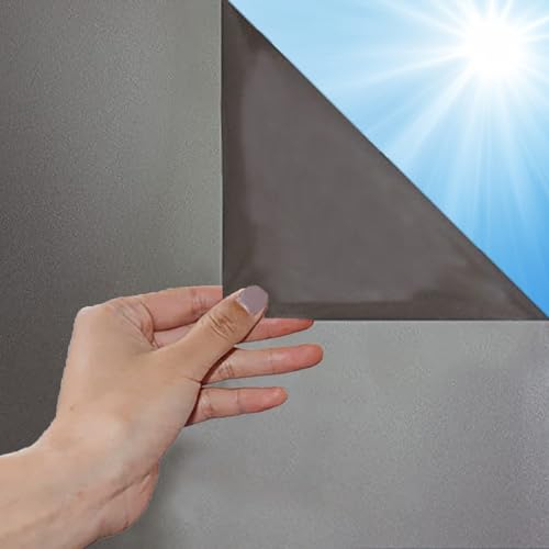 HOMTOL Sichtschutzfolie Fensterfolie Statische Milchglasfolie 60x200cm Grau selbsthaftend Blickdicht Sonnenschutzfolie Schutz der Privatsphäre Anti-Peep-Folie für Badezimmer Wohnzimmer Konferenzraum