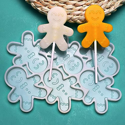 mostsom Lot de 2 moules en silicone pour sucettes en forme de bonhomme en pain d'épices