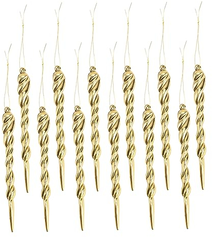 HOMSFOU 12st Simulation Eiszapfen Hängende Eiszapfenverzierungen des Feiertags Hochzeit Tropfen Ornament Eiszapfen Für Den Weihnachtsbaum Weihnachtsdekoration Spiral- Kristallglas Plastik