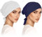 2er Turban Damen Frauen Undercap Hijab Cap Unterschal Hijab Klassische Slouch Beanie Mütze Islamische Muslimische mit Tie Back Solid Color Hijab Mütze Kopfbedeckung Kopftuch (Weiß, Dunkelblau)