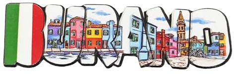 KUSTOM ART Ceramic Fridge Magnet 3D Burano (Venice) Italy Souvenir Gift Home Kitchen Collection 8 x 7 cm