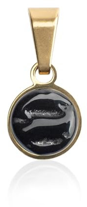 Gold Kettenanhänger mit Stein in schwarz • Charm zum Wechseln • passend für eine Vielzahl von Ketten • Edelstahl & recyceltes Glas • MIX AND MATCH