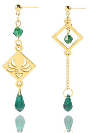 PQKL-Party Genshin Impact Venti Ohrringe - Wind Element Asymmetrische Ohrhänger, Cosplay Schmuck Zubehör, Merch Geschenke für Gaming Mädchen Fan