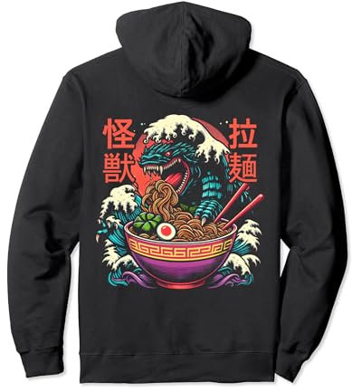 Kaiju Monster Kanagawa Japan ist Ramen Nudeln Drachen Anime Pullover Hoodie