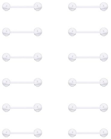 Gojewen Plastik Zungenpiercing Brustwarzenpiercing 1,6mm Flexibel Kunststoff Piercing Zunge Brustwarze Acryl 12mm