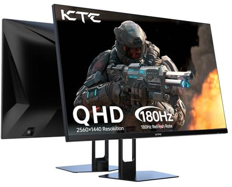 KTC Gaming Monitor de 27 Pulgadas de 180 Hz con QHD (2560 × 1440) | hasta 1 MS | IPS rápido |122% sRGB|2 x DP 1.4 y 2X HDMI 2.0 | HDR Extreme Low Motion Blur Sync