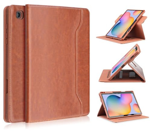 Yiernuo Case for Samsung Galaxy Tab S6 Lite 10.4 Inch 2024 2022 2020 Tablet SM-P620 P625 P613 P619 P610 P615, 360° Rotate Transparent Back Shell Protective Case with Auto Sleep/Wake, Brown