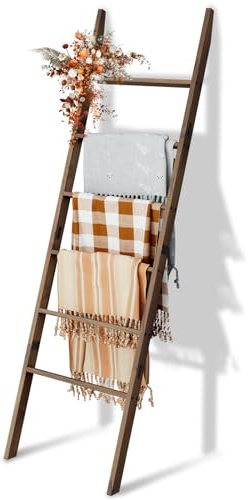 Delywh Acacia Wood 6-Tier Blanket Ladder