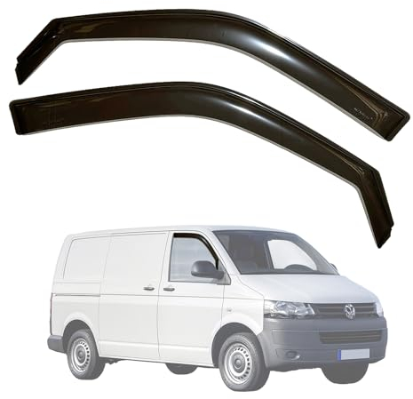Modifycar - Juego de 2 Deflectores Ventanilla Delantera Coche Compatible con VW T5 T6 | Transporter, Caravelle, Multivan | Modelos 2003 a 2022 | 2 Uds | Color Ahumado Oscuro