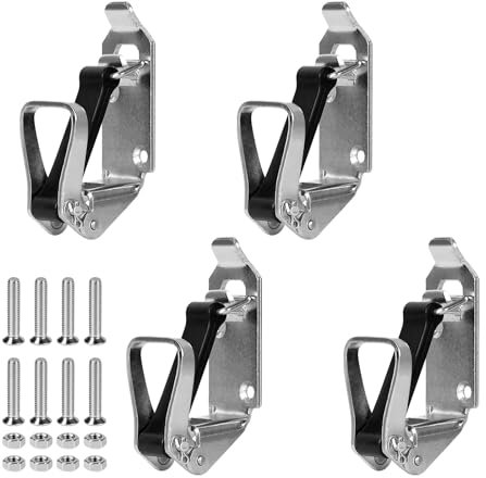 EXLECO 4 X 80mm Schaufelhalter Dachträger Schaufel Halterung Axthalter Dachträger Zubehör Spannverschluss Gummi Verschlusslager Wandmontagehalterungen für Lastwagen Auto Boot Werkzeug Spaten Silber