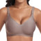 Cavotor Seamless Bra Non Wired Bras for Women Wireless Push Up Support Bras for Saggy Breasts T Shirt Soft Comfort Ladies Plus Size Bras V Neck Bralettes with Bra Extender (Coffee,2XL)