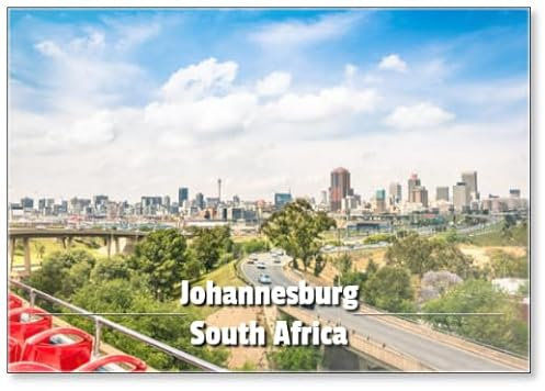 Kühlschrankmagnet Johannesburg Skyline mit städtischen Gebäuden und Autobahnen