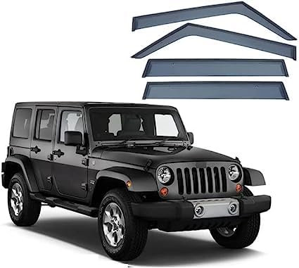 YMYQF 4 Stück Auto Windabweiser für Jeep Wrangler JK JL 2010-2017, Seitenscheiben Windabweiser Vorn Hinten Wasserdicht Langlebiger Regenabweiser