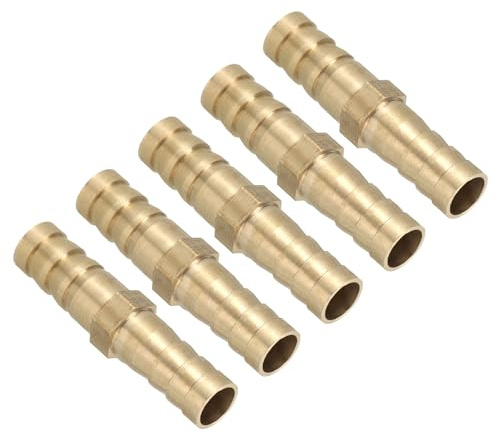 PATIKIL 5/16 Messing Schlauchstutzen, 5 Stück Gerade Schlauchstutzen-Verbindungsstücke Metall-Splicer-Mender-Verbinder Schlauchadapter Reparaturset für Wasser Öl Kraftstoff Gas