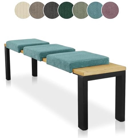Lycce Bankauflage Klemmkissen 1 Leiste Cordstoff extra Polsterung, Banktiefe ab 35 cm (türkis)