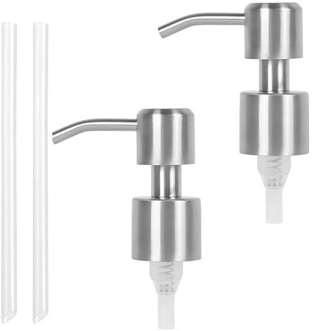 2 Stück Edelstahl Seifenpumpe, Seifenspender Pumpkopf mit 28mm Gewinde als Ersatz Pumpe, Ersatzpumpe Ersatz für Standard 28/400 (26 mm - 28mm) Hals Größe (Silber)