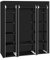 Bonnlo Canvas Wardrobe, 175 x 150 x 45 cm Fabric Wardrobe Organiser, Foldable Coat Rack with 1 Clothes Rail, 12 Storage Shelves for Bedroom, Dressing Room (Black, 175 x 150 x 45 cm)