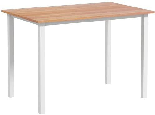 HOMCOM Table à Manger Extensible, Table de Cuisine pour 6 Personnes, avec Grand Plateau Cadre en Acier, Design Moderne, Marron