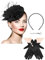 Geyoga Fascinator-Hut für Damen, 50er-Jahre-Fascinator-Hut für Beerdigung, Schleier, Pillbox, Cocktail, Teeparty, Kopfschmuck und Spitzenhandschuh, Elegant Black, Einheitsgröße