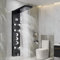 TTICCTIY Thermostatic Shower Panel Column Tower Stainless Steel with 5 Functions, Rainfall Shower Panel Tower Hydromassage Temperature Display Shower Screen Black