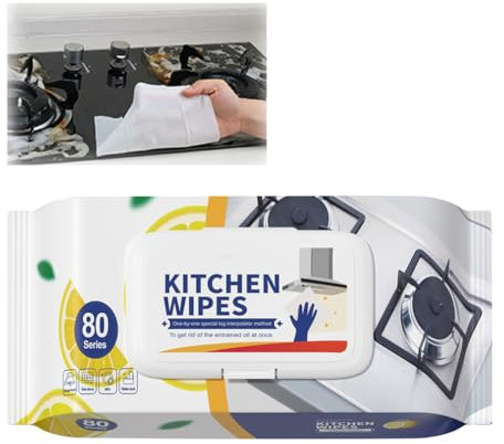 Kitchen Cleaning Wipes, Extra Strong& Cleans Powerful, Degreasing Household Hood Cleaning Multi Usage Wipes Cleans Countertops Stovetops Ovens