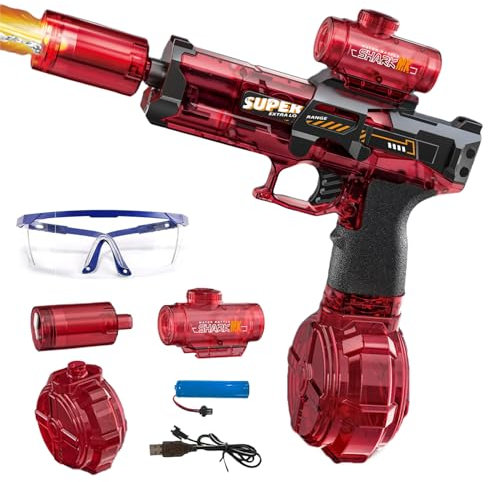 Pistola ad Acqua Elettrica,Pistola ad Acqua Automatica con Luce e Suono,Pistole ad Acqua Potenti a Lunga Distanza,Pistole ad Acqua per Bambini Adulti,Pistola ad Acqua per Feste Estive (Rosso)