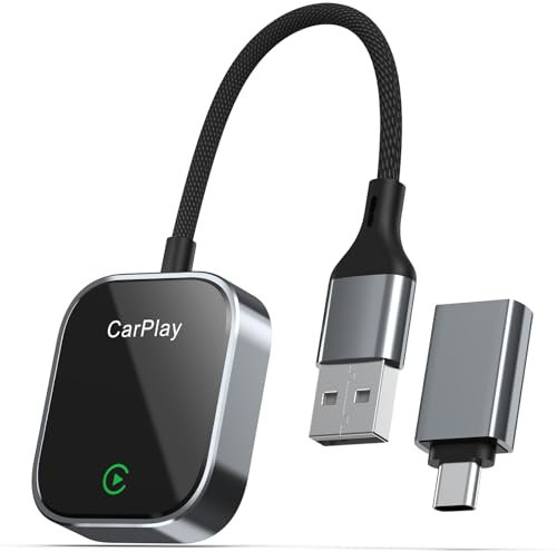 Linterngo Adaptador Inalámbrico CarPlay, CarPlay Actualizado, Convierte CarPlay por Cable en Inalámbrico, Plug and Play, Compatible con iOS10+ y Coches con CarPlay por Cable,No Compatible con Android