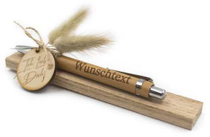VmG-Store Holz Kugelschreiber als Geschenkidee zum Muttertag Mama Vatertag Geburtstag Papa Oma und Opa Arbeitskollege Freundin Freund (Mit Wunschname, 23 Ich liebe dich)