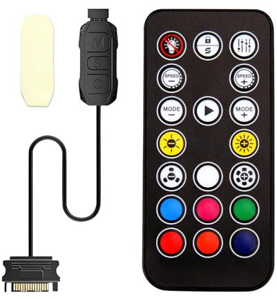 Controller ARGB con telecomando - controller ARGB Binghe 5V-3 pin con telecomando a 14 tasti - Per ventole di alloggiamento del PC desktop e strisce LED - Illuminazione multicolore.