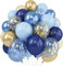 Luftballons Navy Blau Gold, 60 Stück 12 Inch Marineblau und Metallic Gold Konfetti Ballons für Geburtstag, Babyparty Deko Junge, 1. Geburtstag Junge, Abschlussfeier