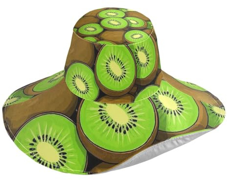 Niedlicher Cartoon-Frucht-Kiwi-Hut für Damen, UV-Schutz für Urlaub, dekorativer Strandhut für Frauen, UV-Schutz, Urlaub, Must-Have Gorro de Playa para Mujer, Niedliche Cartoon-Frucht-Kiwi, Einheitsgr�
