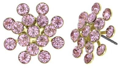 Konplott: Ohrstecker Magic Fireball shinny brass, klassische Kristallblüten-Ohrstecker in glänzend-goldener Fassung, für Damen/Frauen (rose)