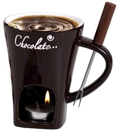 Ensemble de fondue de bougies de thé | Ensemble de tasses à fondue au chocolat | Tasse de fusion en céramique de pot chaude, tasse de ragoût chaud au chocolat fondu, beurre chauffant chauffage léger m