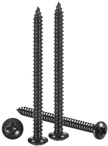 METALLIXITY Phillips Pan Head Self Tapping Screw #7x2 25Pcs | 304 SS Self Drilling Screw for Metal Wood Plastic, for Cabinet Wall Shutter Plate Rock Furniture, Black