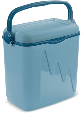Curver Light Blue Portable Travel Cooler Box with Removable Lid & Locking Handle Lightweight Durable Compatible with Refrigerant Cartridges Ideal Picnic Camping Beach Fishing (20L)
