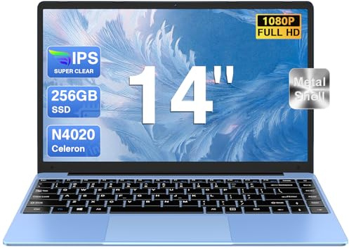 bvate 2025 Newest PC Portatile 14 Pollici Laptop Win 11 256 GB ROM Celeron N4020 2.4G+5G WiFi upto 2.8 GHz Supporta l'espansione SSD 1TB 4.2 USB HDMI Tastiera Italiana Membrana Mouse Senza Fili-Blue