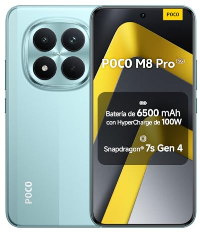 XIAOMI POCO M8 Pro Smartphone 12＋512 Go Snapdragon® 7s Gen 4 - Vert | Écran AMOLED CrystalRes 1,5K 6,83, caméra 50 Mpx Light Fusion 800 stabilisée, 2 ans de garantie, chargeur non inclus