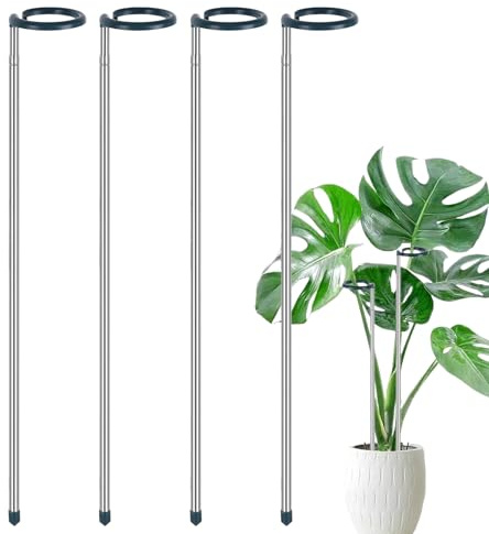 Monstera-Pflanzenständer: verstellbarer Stielspieß, 4-teiliges wiederverwendbares Garten-Set, robuste Wachstumshilfe, vielseitiger Topf mit Pflanzenblumen, Tomaten, R