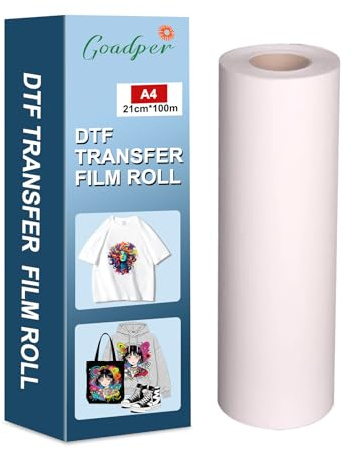 DTF Transferfolie Rolle DTF Transfer Film Rolle (21cm x 100m) Doppelseitige Vorbehandlungs DTF PET Wärmetransfer Transfer Film für Epson Inkjet Drucker DTF für T-Shirts & Textilien